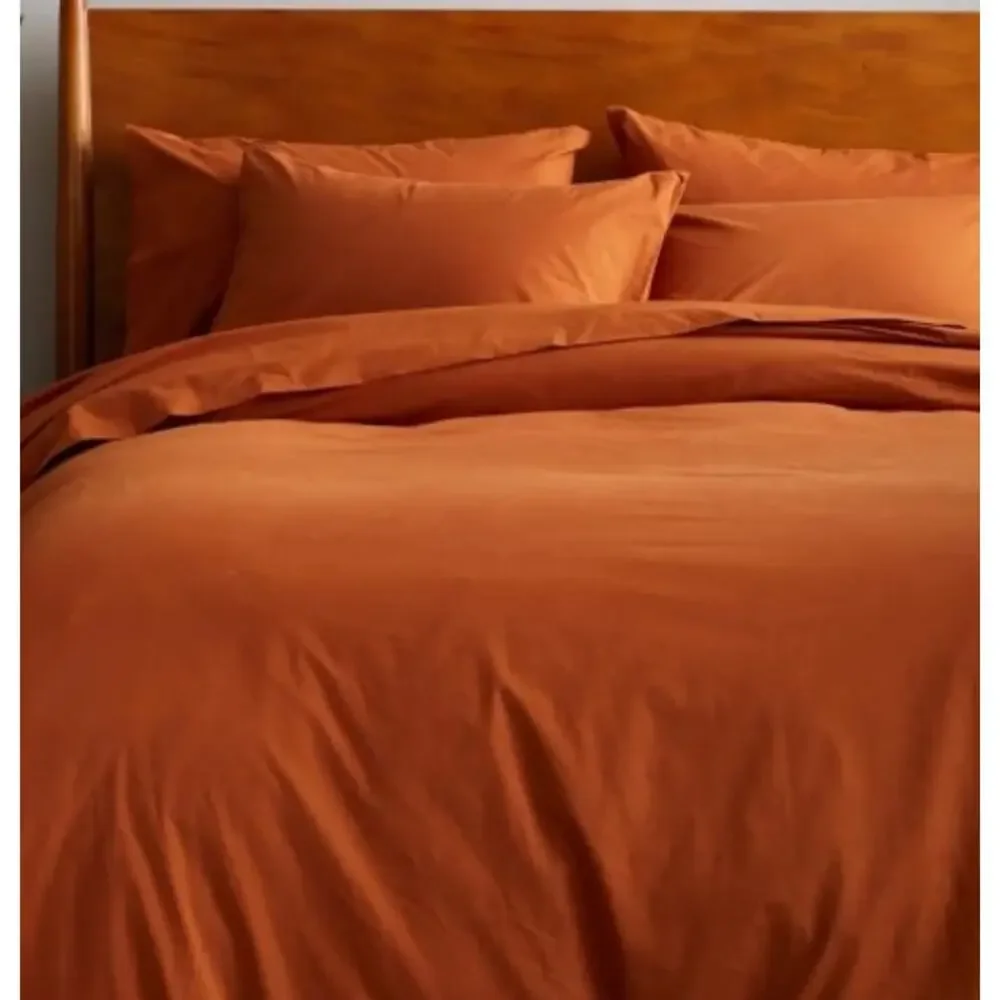 NEW Quince Twin Size Classic Organic Percale Duvet Cover + Shams  Terracotta